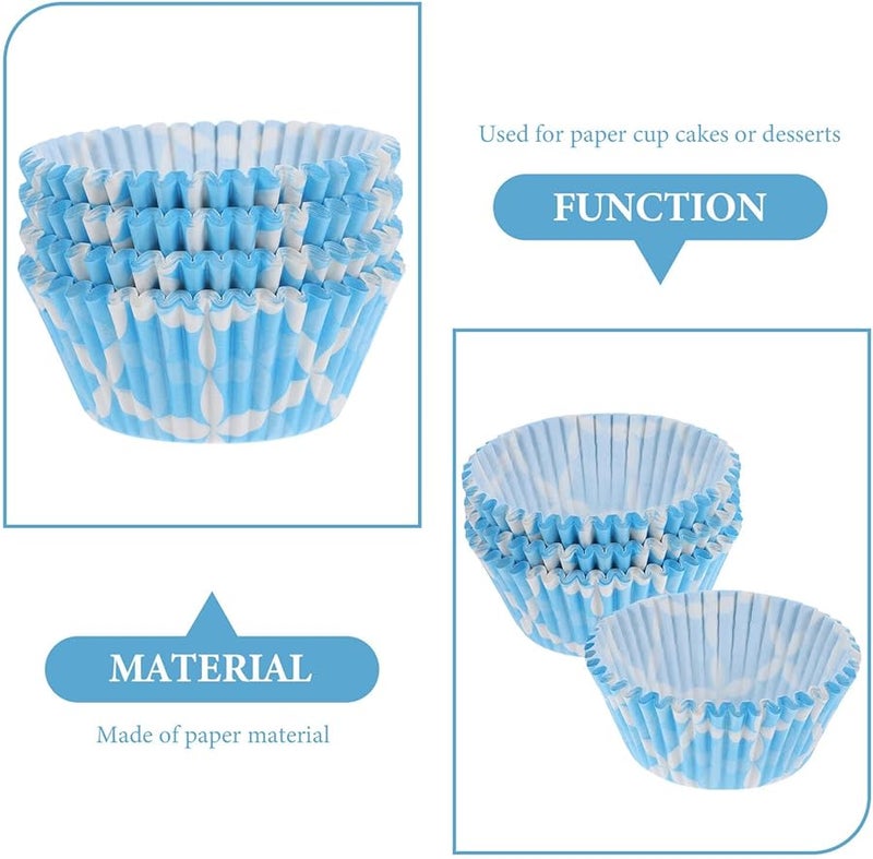 Blue Flower Heat Resistant Paper Muffin Baking Liners 100pcs Nonstick Cake Cups - Image 4